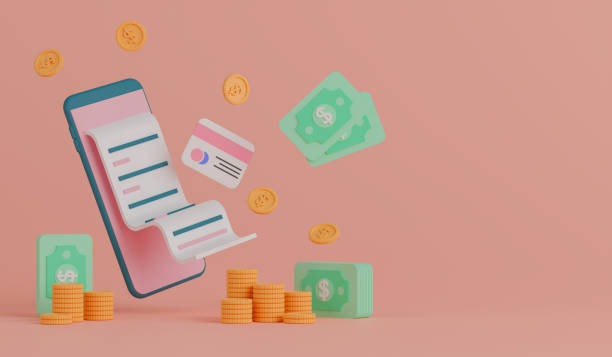 3d rendering financial application on smartphone.