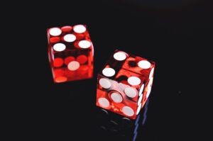 Two red and white dices